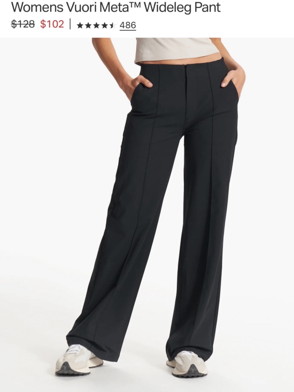 Vuori Wide Leg Meta Pants in Black - Med